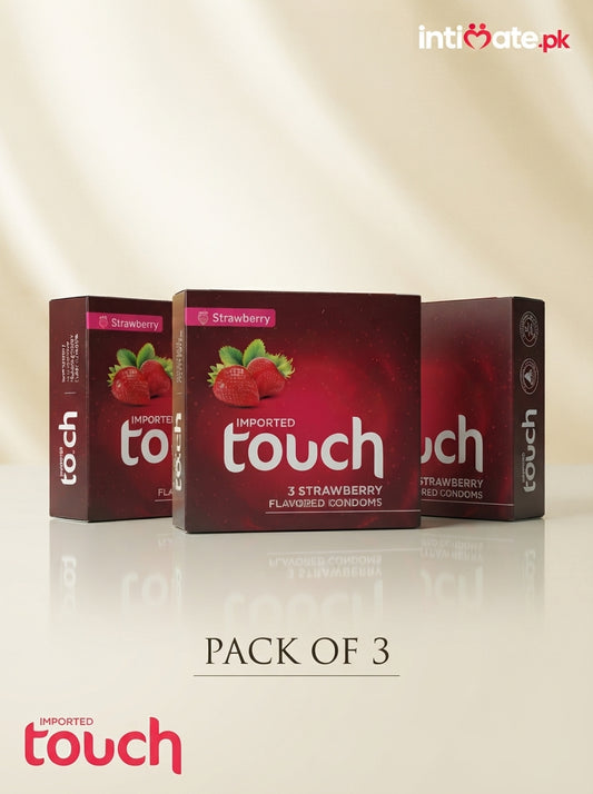 Touch Strawberry flavoured condoms retail packaging