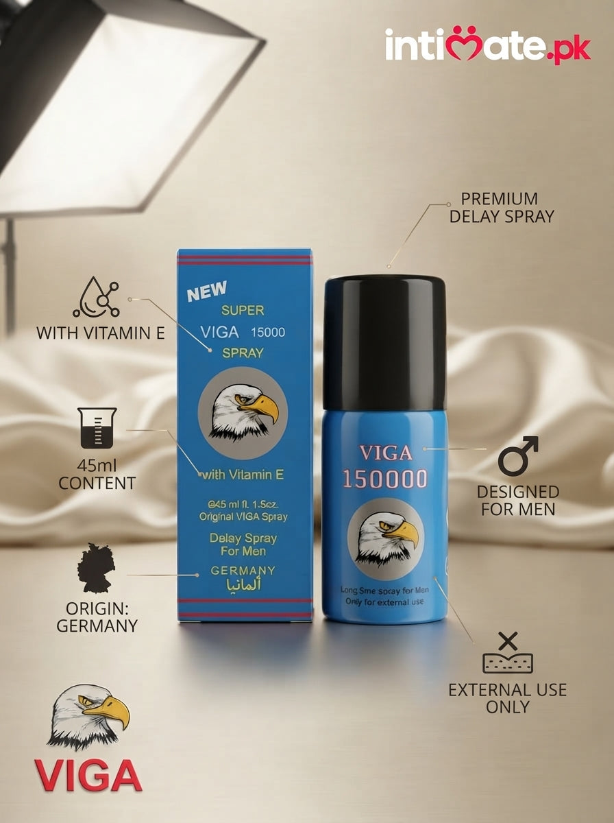 Viga 150000 spray bottle and retail box, as shown in the photograph