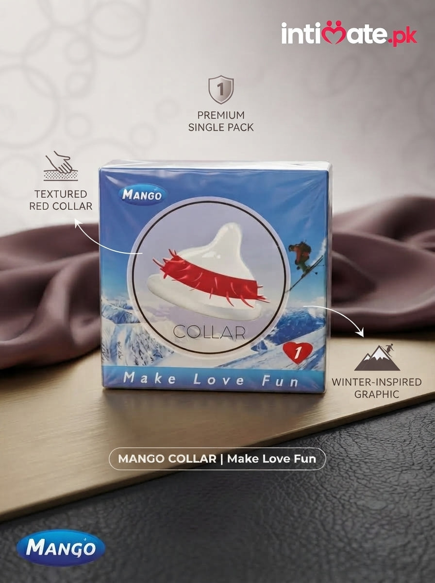 Front packaging of the Mango Collar Spike Condom