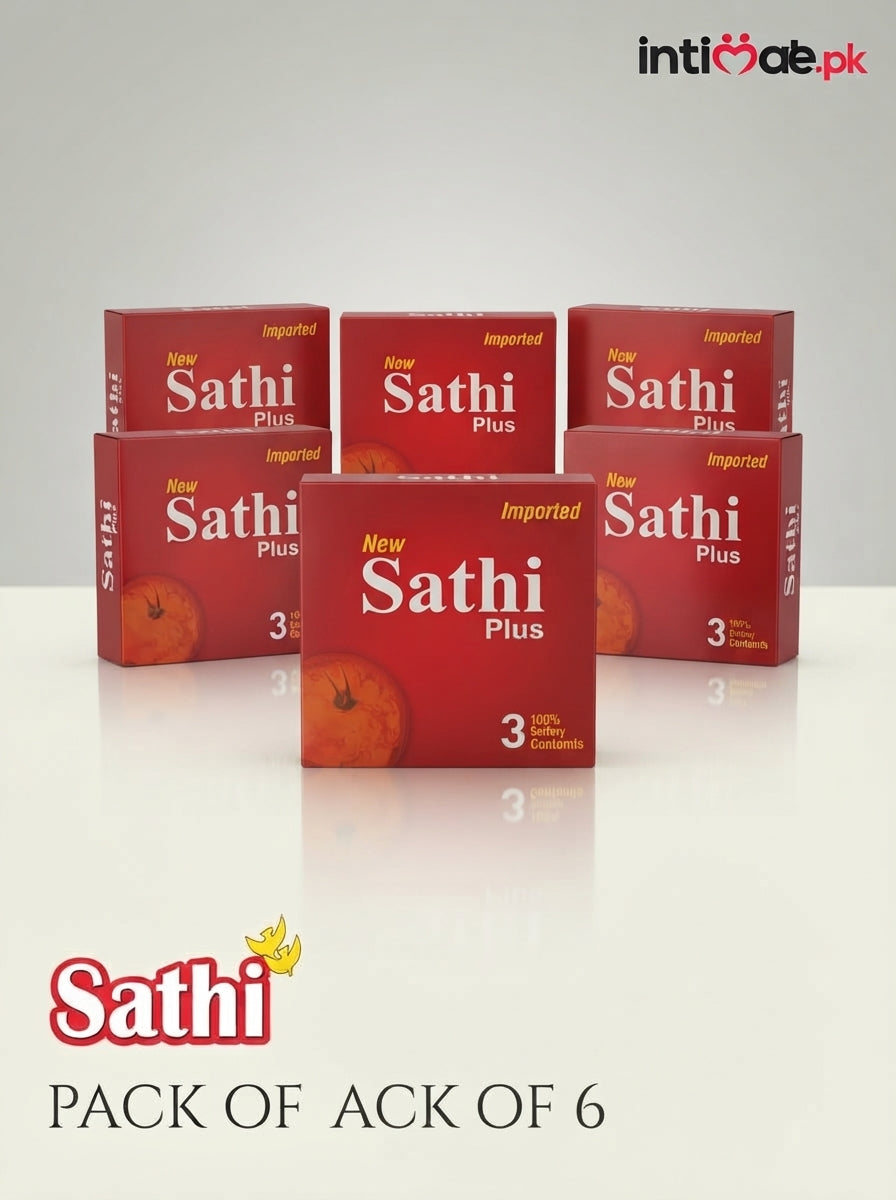 Sathi Plus brand name on the condom packaging
