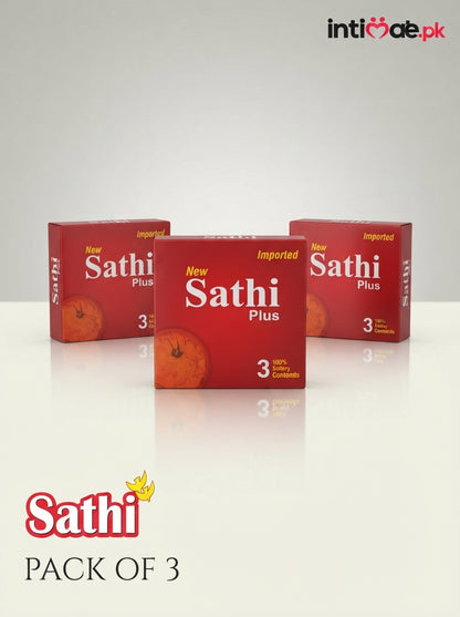 Front packaging of Sathi Plus Delay Condoms