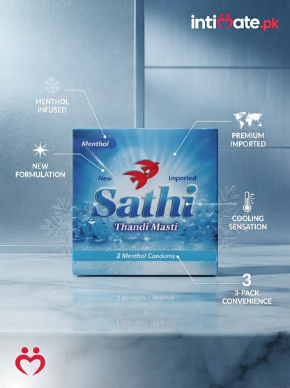 Sathi Thandi Masti Menthol Condoms available at intimate.pk