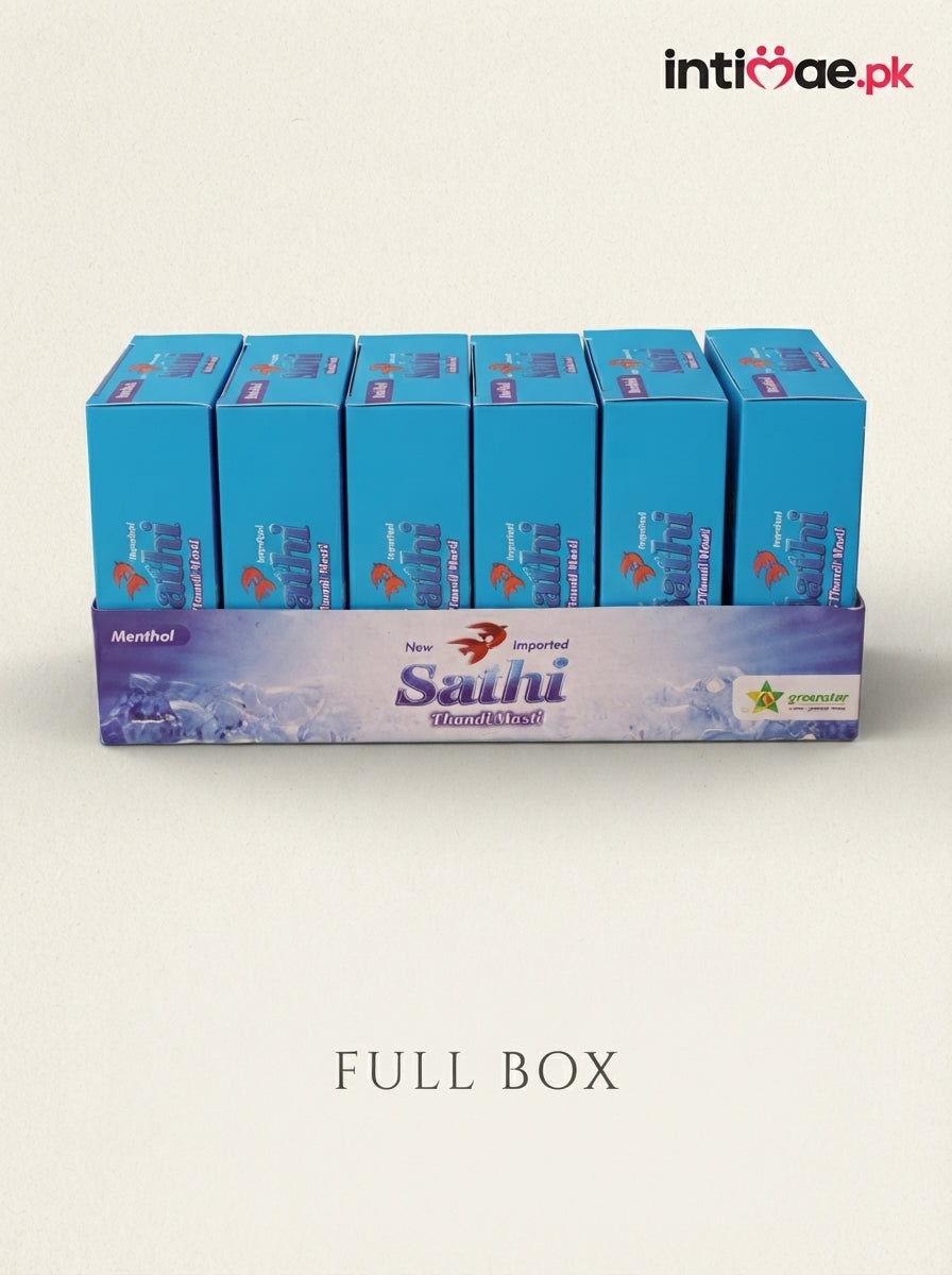 Menthol variant information on the Sathi Thandi Masti condom package